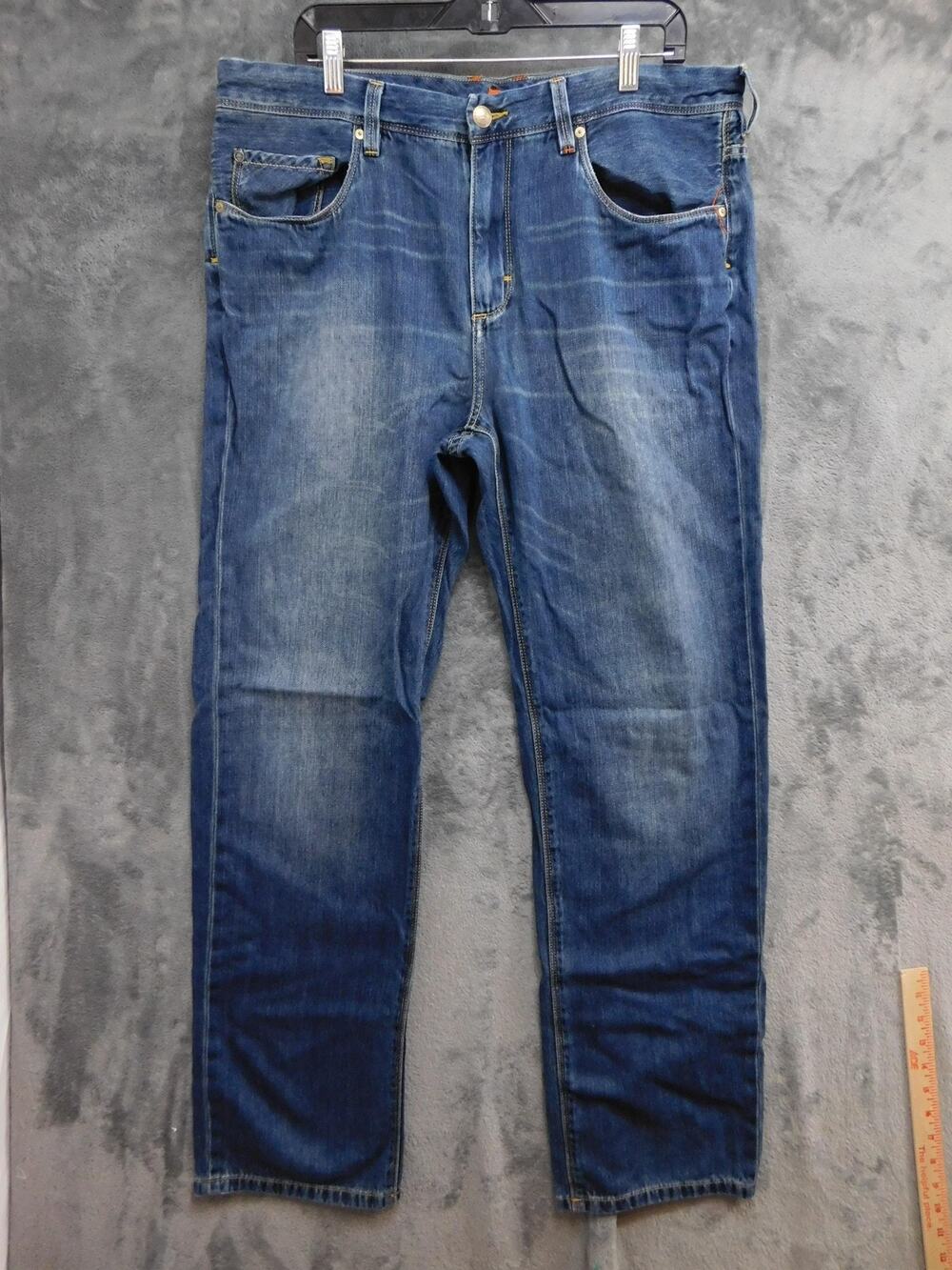 Tommy Bahama Jeans Mens 38x32 Blue Relaxed Straight Embroidered Marlin Denim